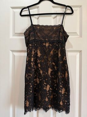 MAJORELLE Black Lace Trim Slip in Beige from Revolve